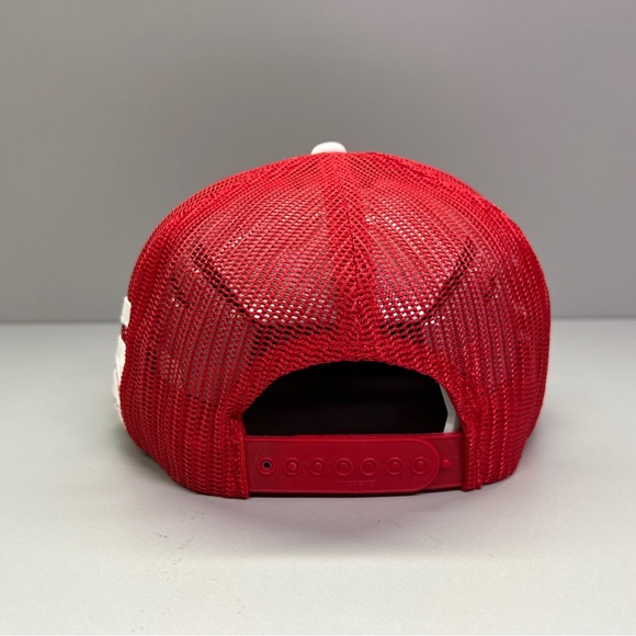 Vintage 3 Stripe Bi Lo Gas Hat Cap Red White Snap Back Trucker Mesh Foam - Picture 2 of 8